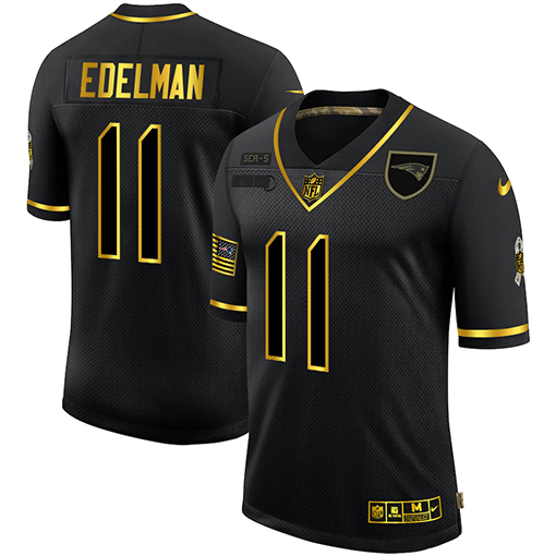 New England Patriots #11 Julian Edelman Men Nike 2020 Salute To Service Golden Limited NFL black Jerseys